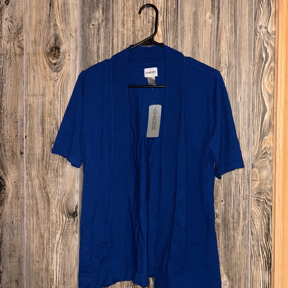 Chico's Vibrant Blue Short Sleeve Cardigan